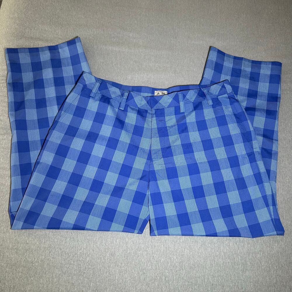 Adidas Men's Golf Pants, Blue Plaid 34x32